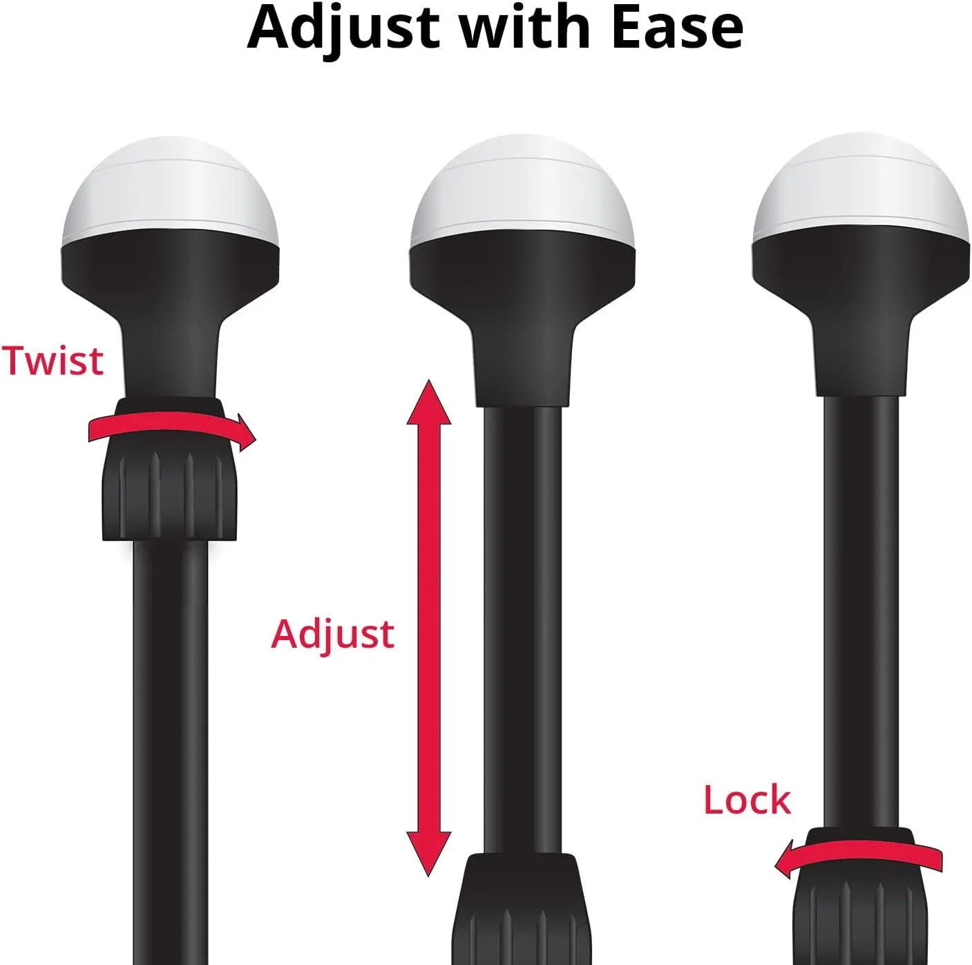 SeaSense Telescoping All-Round Stern Light - - 2 Nautical Mile Range - Adjustable, Stowable Chrome Light for Boats, Kayaks, Canoes & Pontoons up to 39 Feet - Meets USCG Requirements