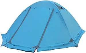 Season 2-Person Double Layer Backpacking Tent Aluminum Rod Windproof Waterproof for Camping Hiking Travel Climbing - Easy Set Up ?(Color:Blue)