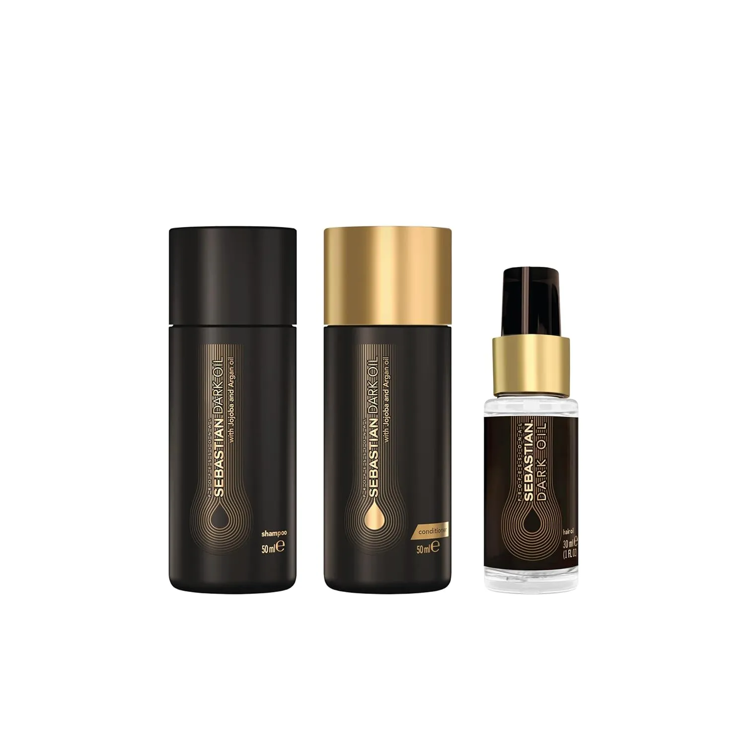 Sebastian Professional Dark Oil Lightweight Hair Care   Hair Styling Oil Bundle| Nourishing Blend of Natural Oils for a Smooth, Sleek Finish