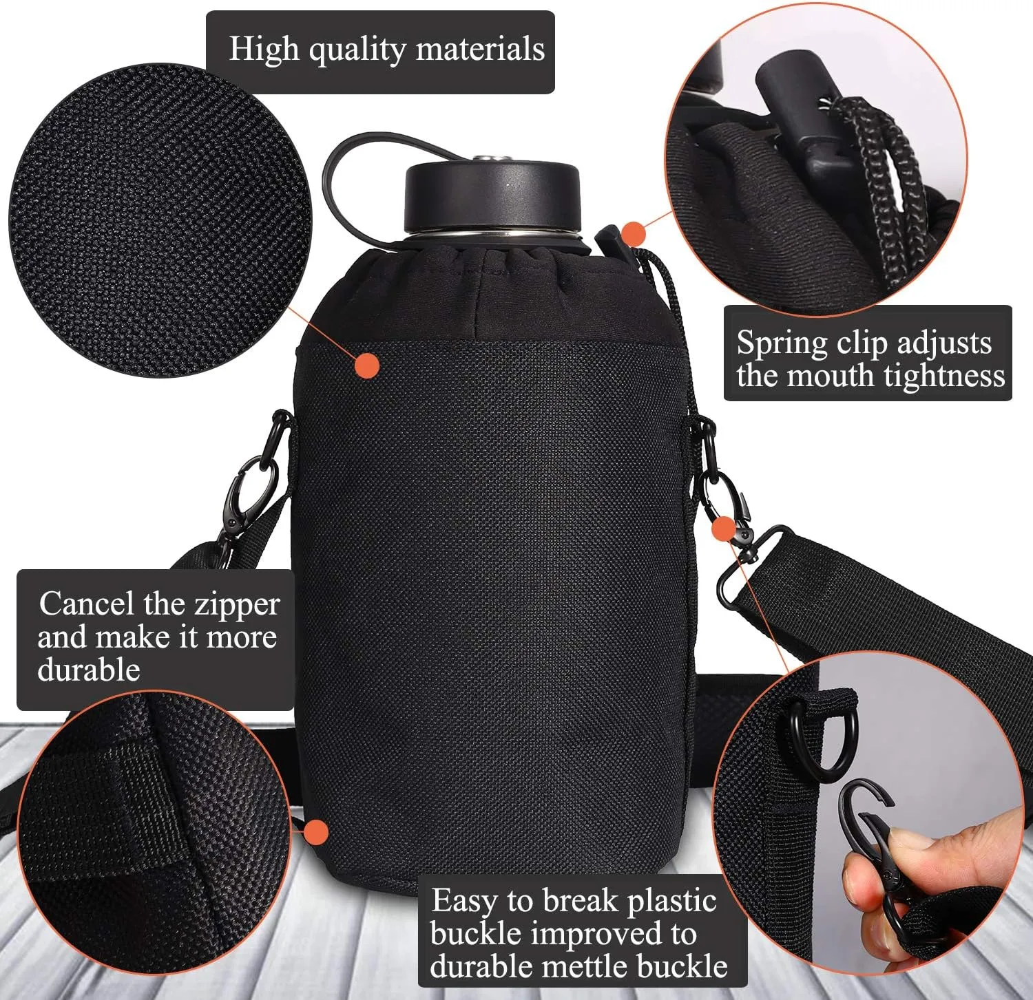 SENDESTAR 64 oz Water Bottle Double Wall Vacuum Insulated Leak Proof Stainless Steel Beer Growler  2 Lids—Wide Mouth with Flat Cap & Spout Lid Includes Water Bottle Pouch (White&Teal)