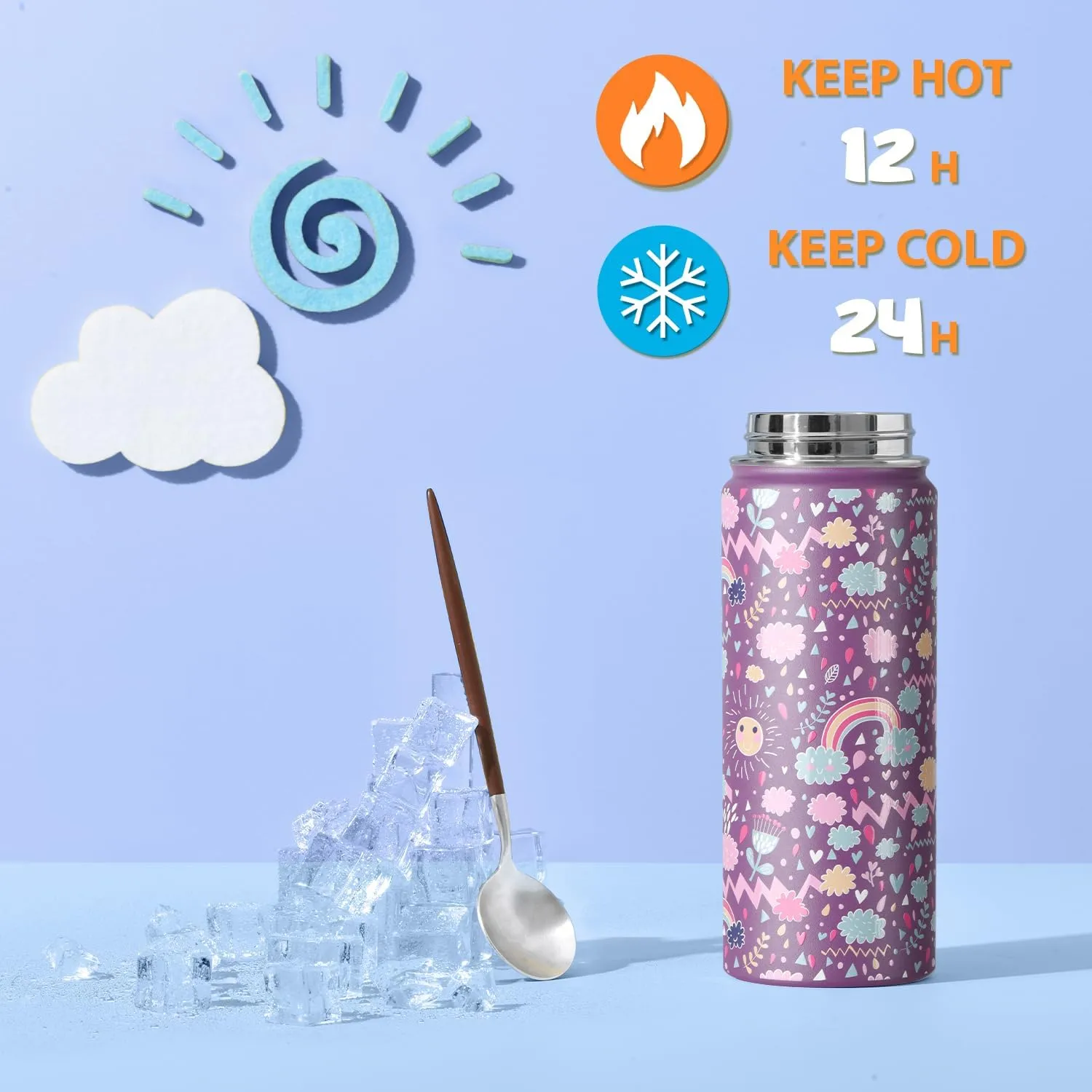 SENDESTAR Metal Insulated Water Bottle - 12oz/18oz BPA-FREE 18/8 Stainless Steel Travel Tumbler Double Wall Vacuum Leak Proof Kids Cup with Straw for Kids, School Boys Girls