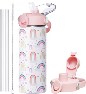 SENDESTAR Metal Insulated Water Bottle - 12oz/18oz BPA-FREE 18/8 Stainless Steel Travel Tumbler Double Wall Vacuum Leak Proof Kids Cup with Straw for Kids, School Boys Girls