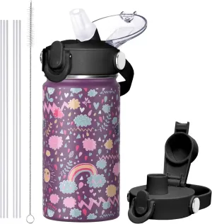SENDESTAR Metal Insulated Water Bottle - 12oz/18oz BPA-FREE 18/8 Stainless Steel Travel Tumbler Double Wall Vacuum Leak Proof Kids Cup with Straw for Kids, School Boys Girls