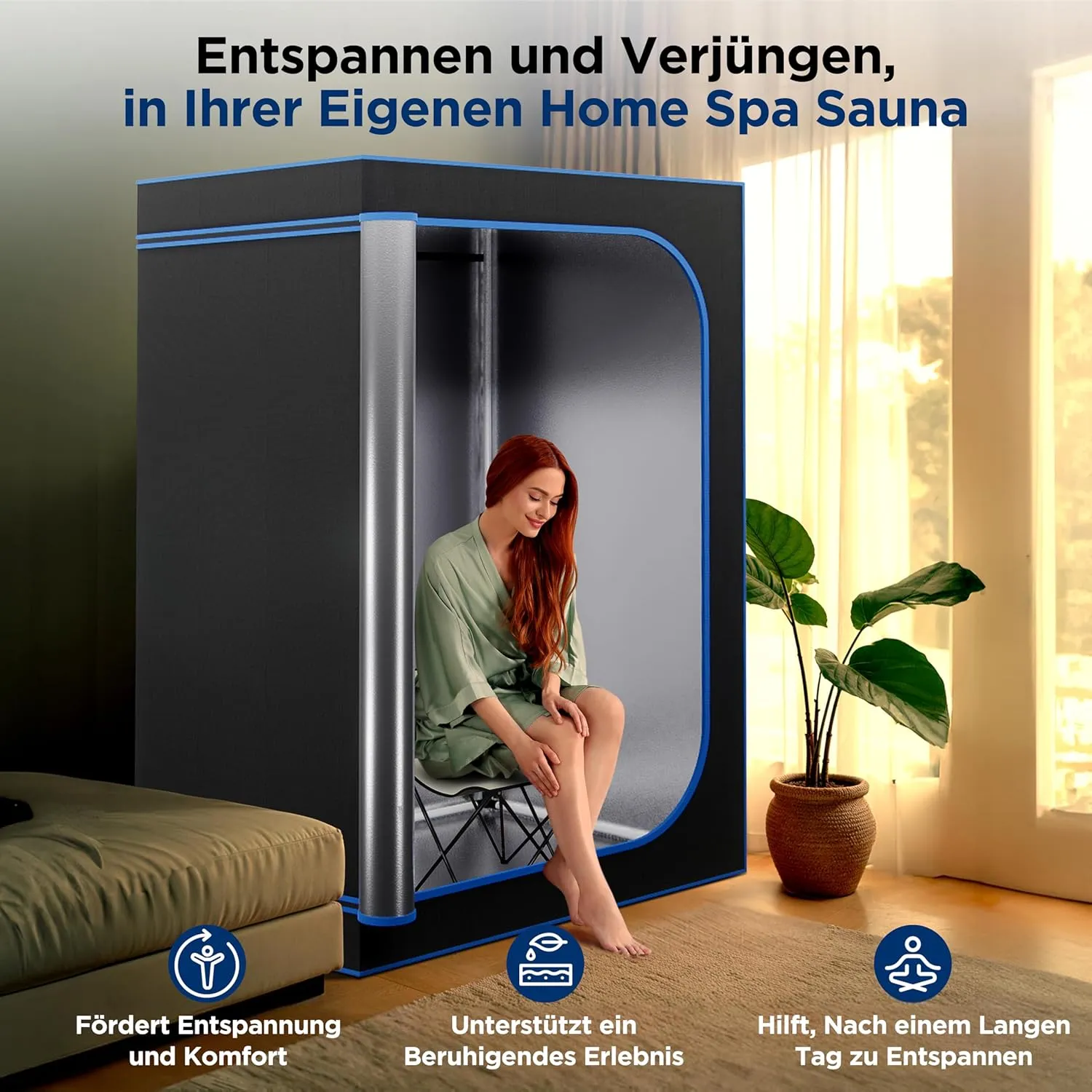 SereneLife Portable Sauna for Home, 2 Person Steam Sauna Tent with 4L Steamer, 2 Folding Sauna Chairs, Remote Control In-Home Spa, 71"x47" - inches (Black)