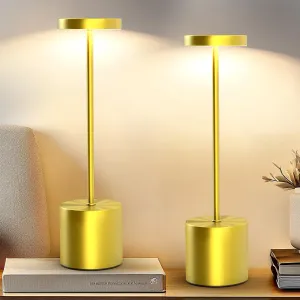 Set of 2 Cordless Rechargeable Table Lamps, Portable LED Desk Lamp, 5000mAh Battery Powered, 3 Color Dimmable Lighting for Bedroom, Dining, Restaurant, Patio, Outdoor