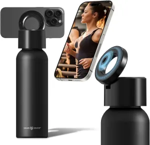 SEVEN SPARTA Insulated Water Bottle Compatible with Magsafe Holder, Magnetic Water Bottle Stainless Steel Water Cup Phone Mount Flask Leak-Proof Hot 12H Cold 24H Hot Car Cup Holder 25oz Black