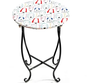 Side Tables for Patio, 14" Indoor Outdoor Metal Side Table for Poolside Bistro Balcony Yard Porch Bedside, Weather Resistant Metal Accent Table for Indoor Outdoor Use, Easy Assembly (White)