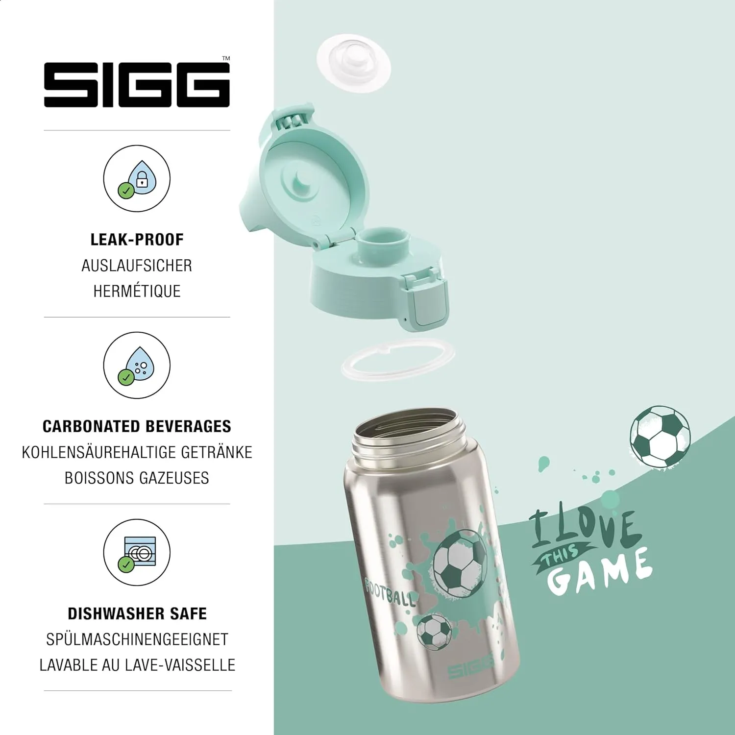 SIGG - Stainless Steel Kids Bottle - Shield One - Suitable For Carbonated Beverages - 17 Oz