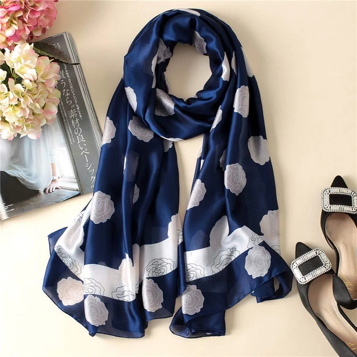 Silk Scarf Mulberry Silk Fashion Scarves Long Lightweight Shawl Wrap …