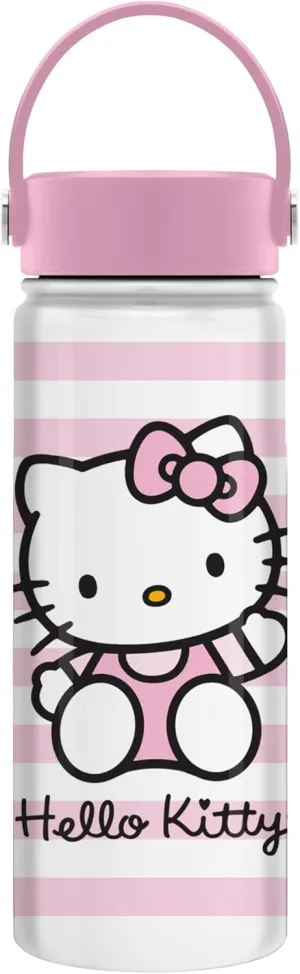 Silver Buffalo Hello Kitty Script Logo Pink 20oz. Stainless Steel Water Bottle w Swivel Handle