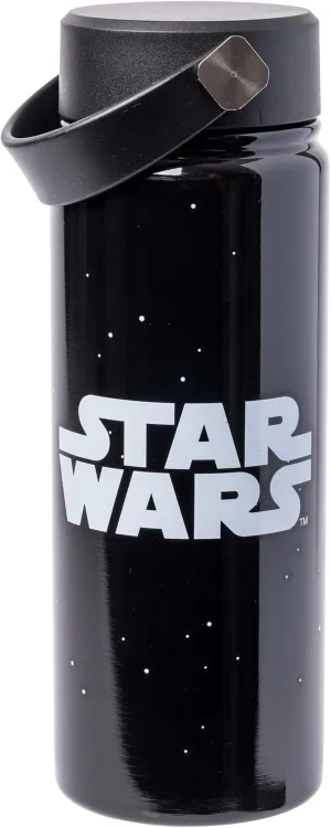 Silver Buffalo Star Wars Stainless Steel Water Bottle with Swivel Handle Featuring Star Wars Logo, 20 Ounces
