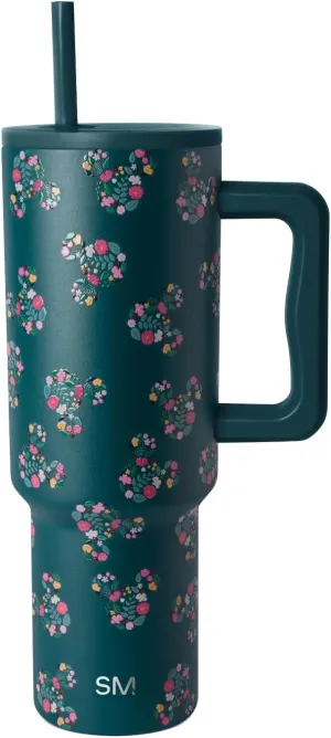 Simple Modern Disney 40 oz Tumbler with Handle and Straw Lid | Insulated Reusable Stainless Steel Water Bottle Travel Mug | Gifts for Women Her | Trek Collection | 40oz | Mickey Mouse Floral Riptide