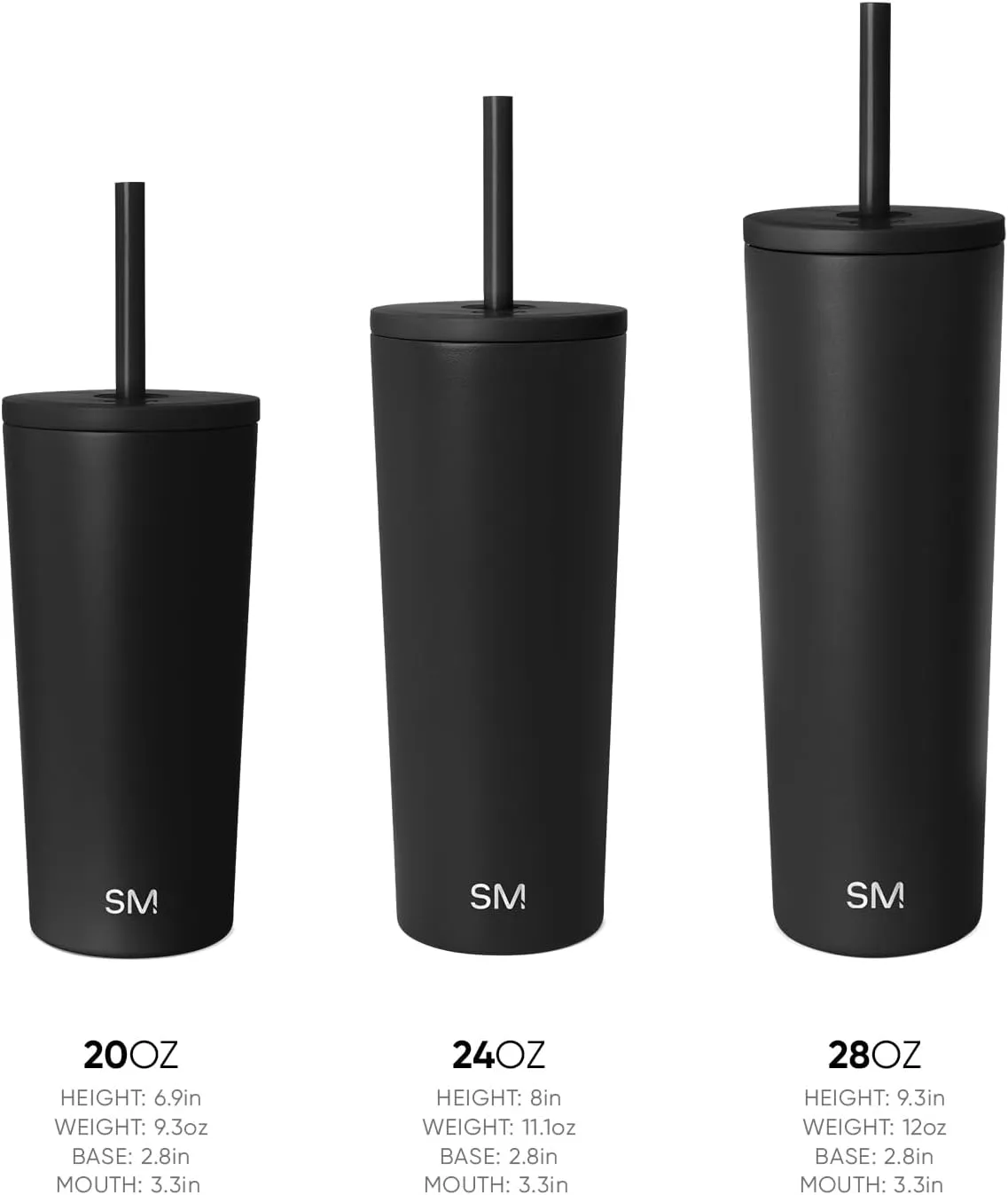 Simple Modern Insulated Tumbler with Lid and Straw | Iced Coffee Cup Reusable Stainless Steel Water Bottle Travel Mug | Gifts for Women Men Her Him | Classic Collection | 24oz | Blue Dune