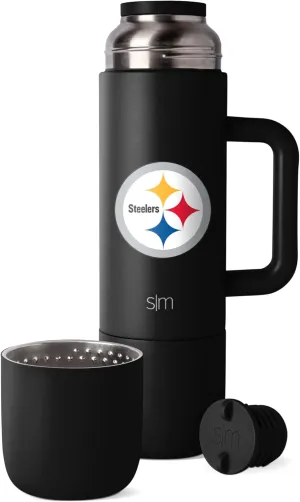Simple Modern Officially Licensed NFL Pittsburgh Steelers 36oz Insulated Hot Beverage Bottle with 2 Mugs | Coffee Thermos | Twist and Pour Top | Travel Friendly | Roam Collection | Pittsburgh Steelers