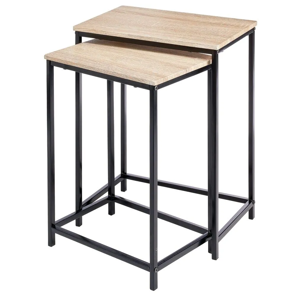 Simple Style 2pc Nesting Table Set Metal Frame Home Furniture