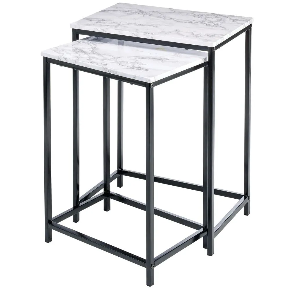 Simple Style 2pc Nesting Table Set Metal Frame Home Furniture