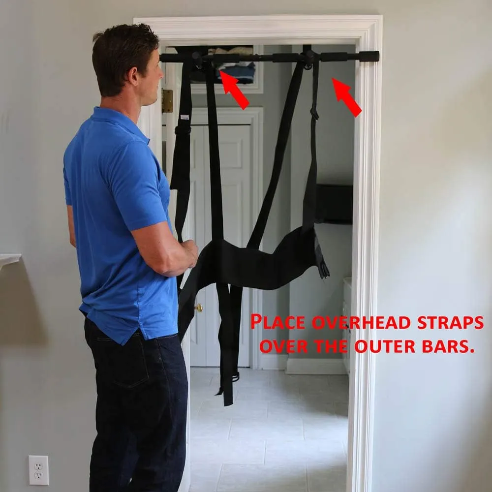 Sit and Decompress Back Stretcher 3 Minutes A Day Back Traction Back Decompression Inversion Table Alternative Safe for All Back Conditions (XLarge Harness with Bar)