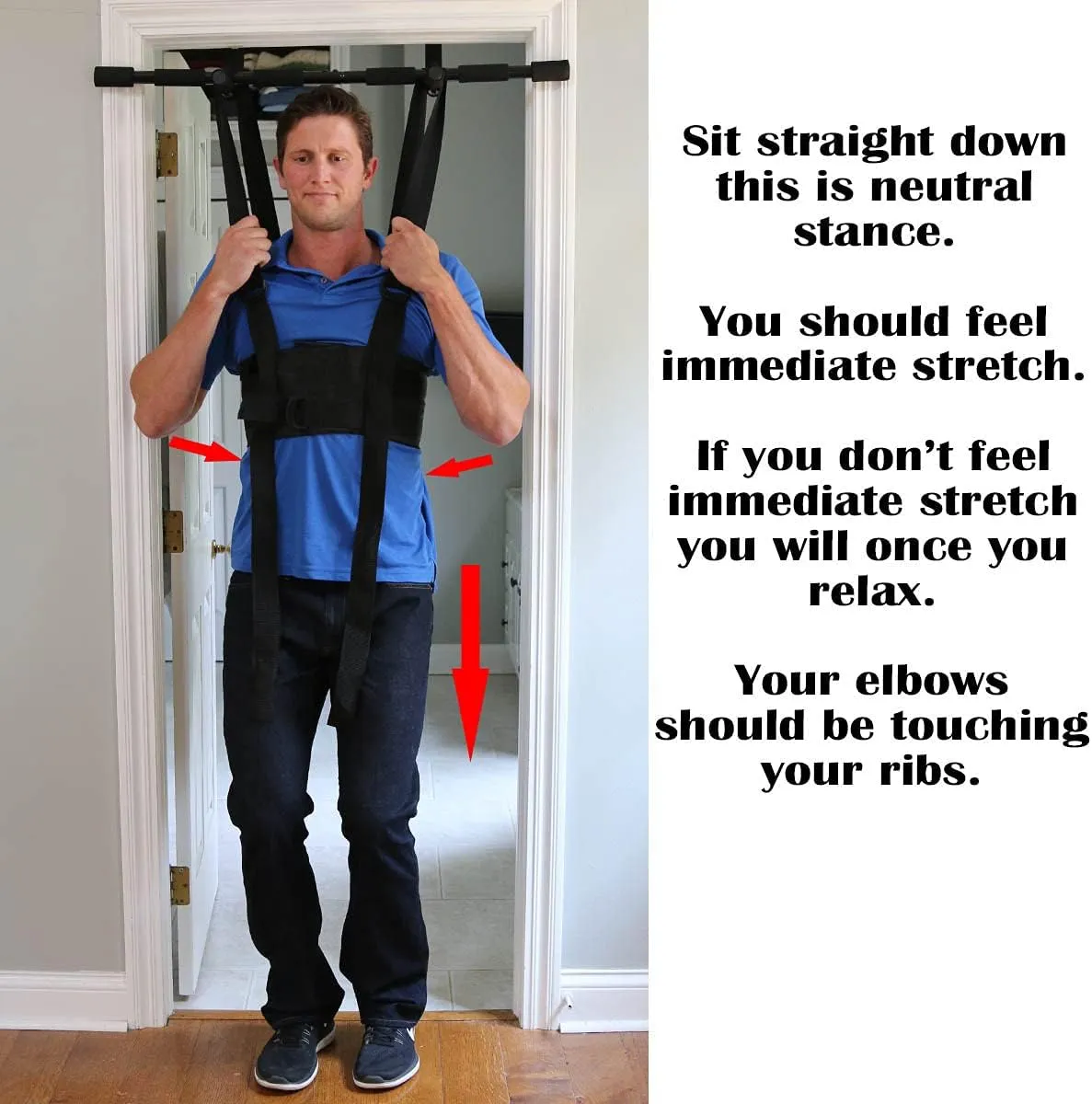 Sit and Decompress Back Stretcher 3 Minutes A Day Back Traction Back Decompression Inversion Table Alternative Safe for All Back Conditions (XLarge Harness with Bar)