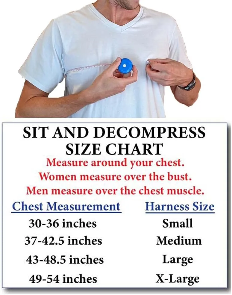 Sit and Decompress Back Stretcher 3 Minutes A Day Back Traction Back Decompression Inversion Table Alternative Safe for All Back Conditions (XLarge Harness with Bar)