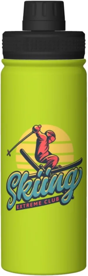 Ski Extreme Club Water Bottle 18 Oz Stainless Steel Water Bottles Leak Proof Outdoor Sports Insulated Water Bottle Funny Bottle Water