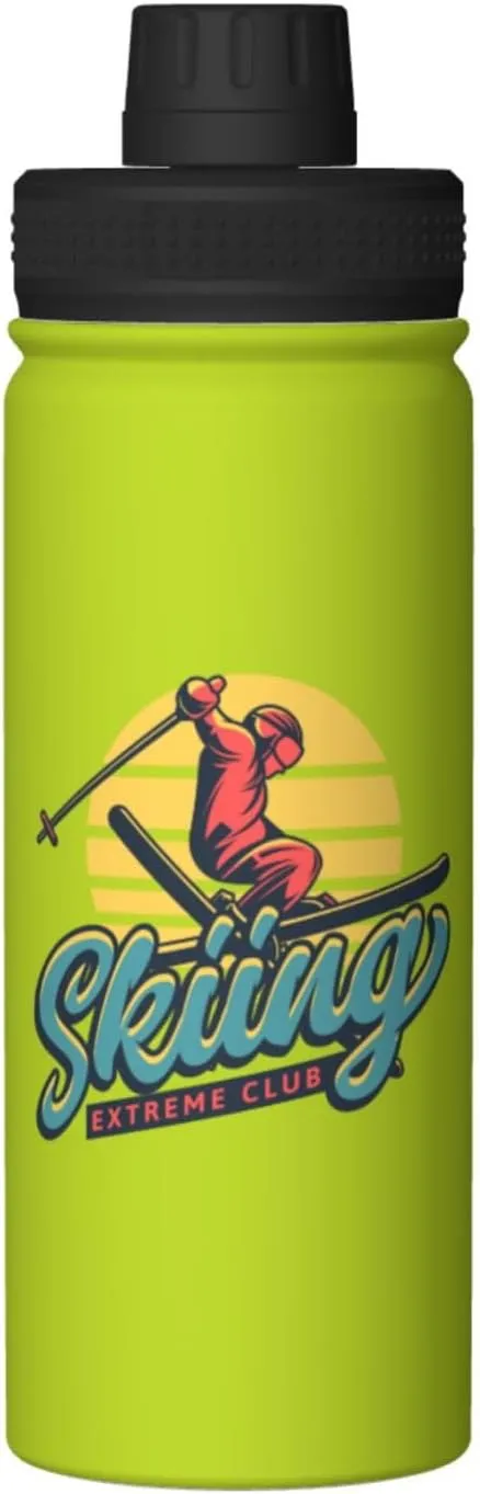 Ski Extreme Club Water Bottle 18 Oz Stainless Steel Water Bottles Leak Proof Outdoor Sports Insulated Water Bottle Funny Bottle Water