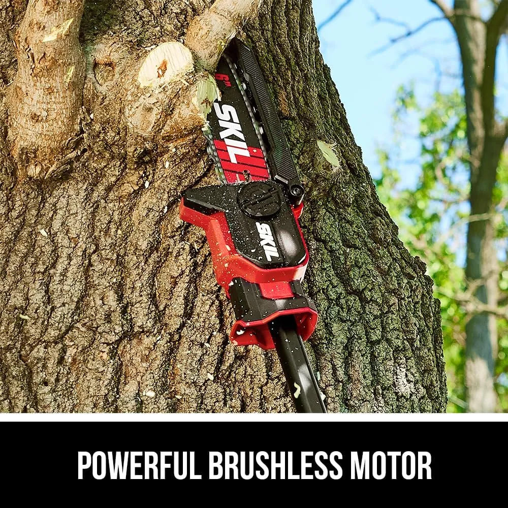 SKIL PWR CORE 20 Brushless 20V 6" Telescopic Mini Chainsaw Kit with Up to 2.8 feet Including 2.0Ah Battery and Charger-PR0601B-11