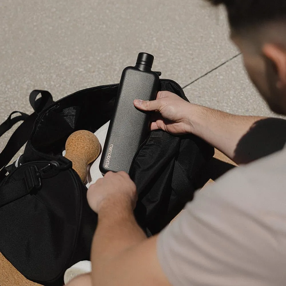 SLIM MEMOBOTTLE - STAINLESS STEEL (BLACK) | 20 oz / 600 ml | Durable, Leak-Proof, Premium Water Bottle | BPA-free| Ideal for Modern Lifestyle, Gym Workouts & Travel