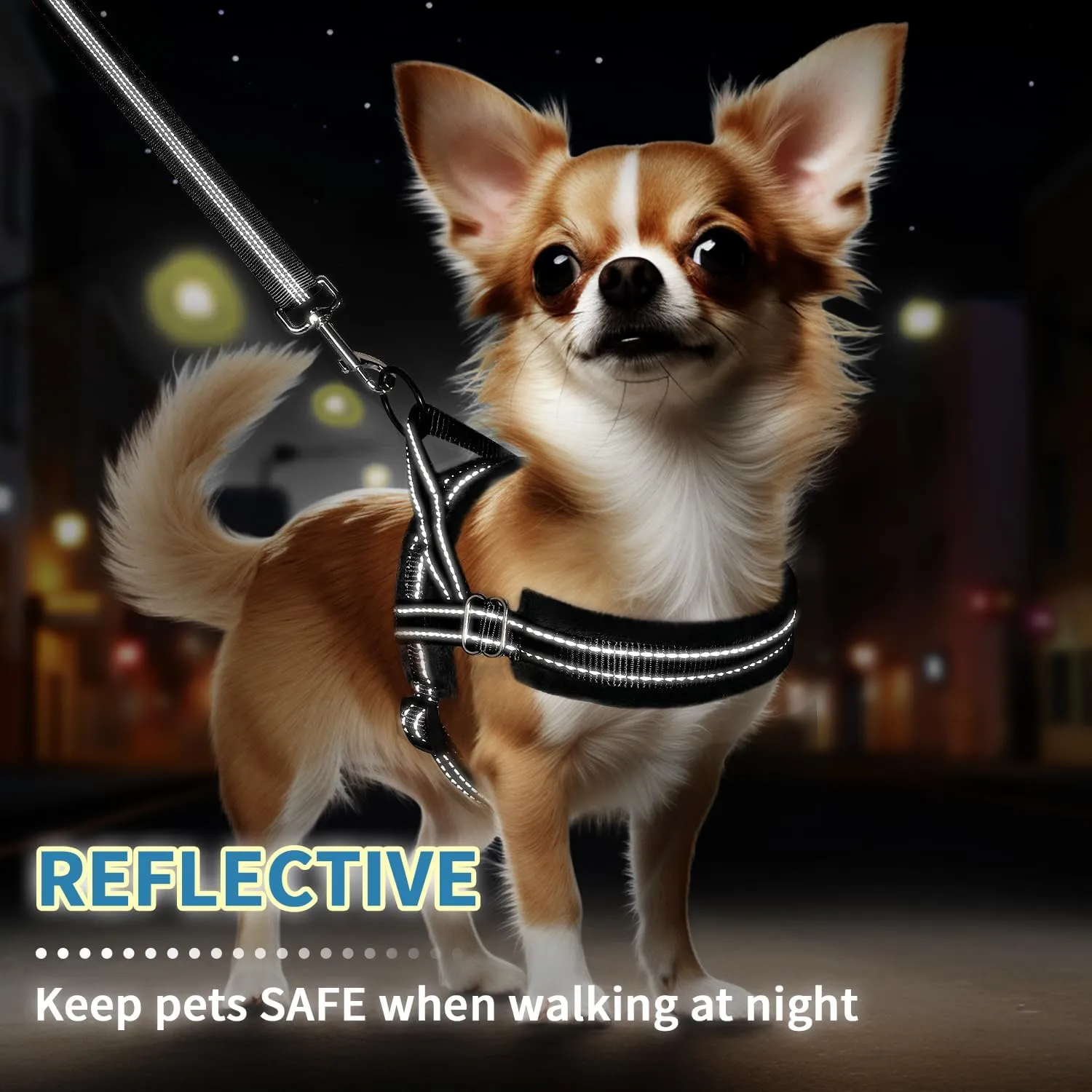 SlowTon No Pull Small Dog Harness and Leash Set, Puppy Soft Vest Harness Neck & Chest Adjustable, Reflective Lightweight Harness & Anti-Twist Pet Lead Combo for Small Medium Dogs (Black, S)