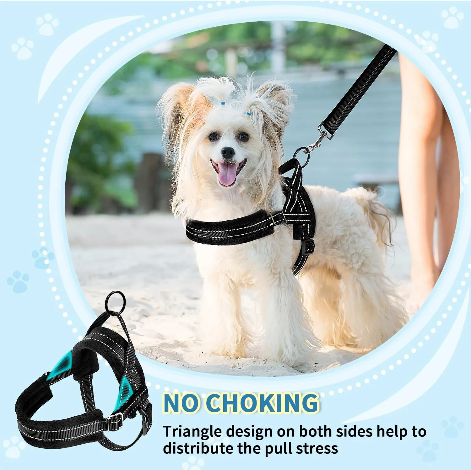 SlowTon No Pull Small Dog Harness and Leash Set, Puppy Soft Vest Harness Neck & Chest Adjustable, Reflective Lightweight Harness & Anti-Twist Pet Lead Combo for Small Medium Dogs (Black, S)