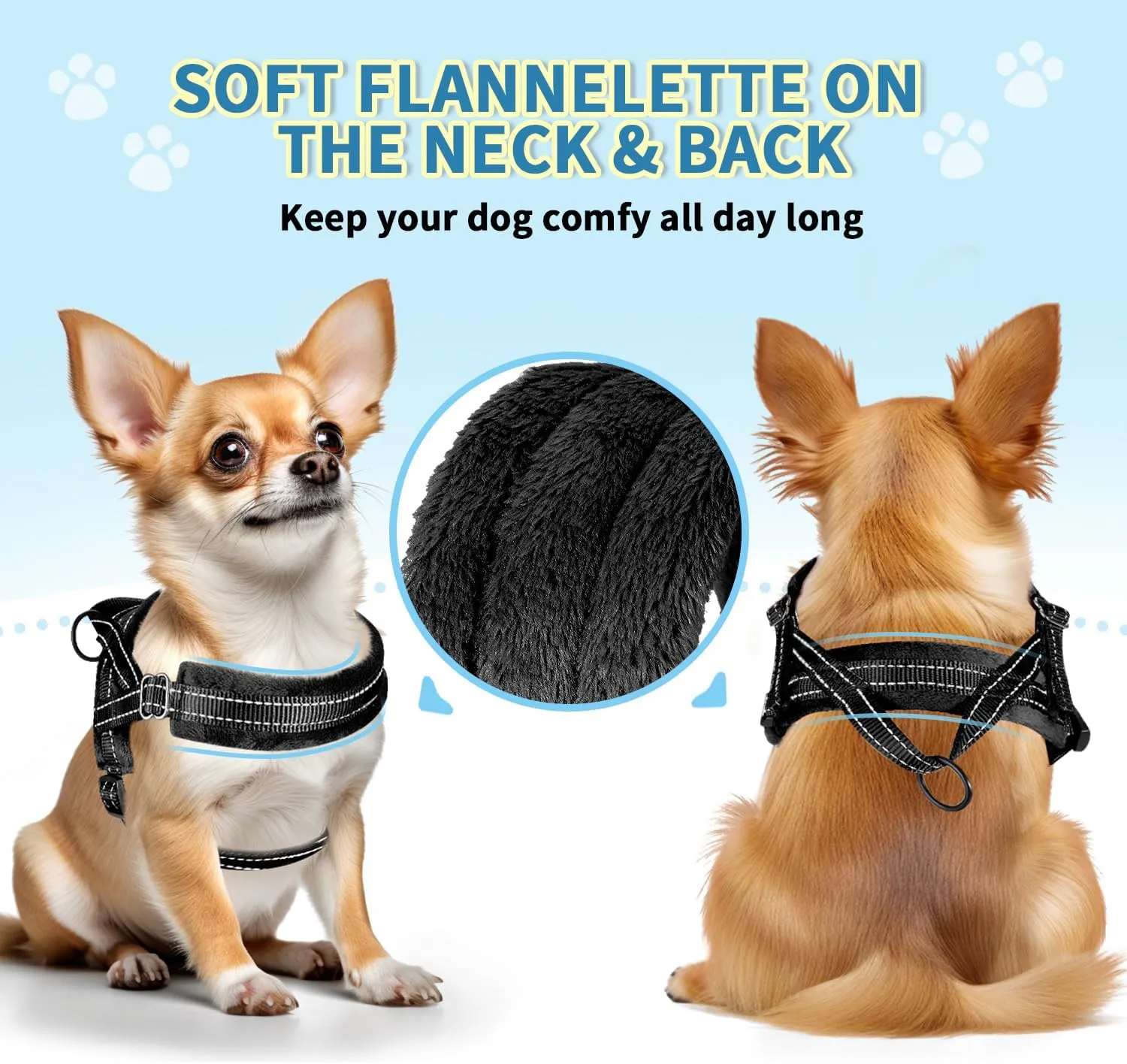 SlowTon No Pull Small Dog Harness and Leash Set, Puppy Soft Vest Harness Neck & Chest Adjustable, Reflective Lightweight Harness & Anti-Twist Pet Lead Combo for Small Medium Dogs (Black, S)