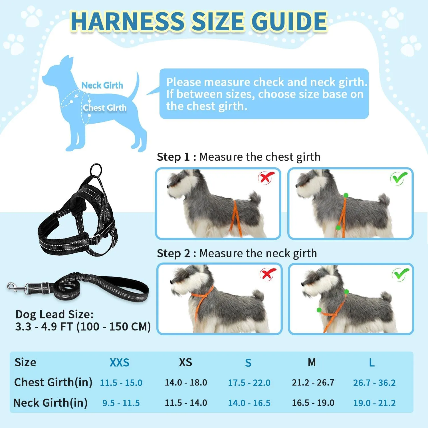 SlowTon No Pull Small Dog Harness and Leash Set, Puppy Soft Vest Harness Neck & Chest Adjustable, Reflective Lightweight Harness & Anti-Twist Pet Lead Combo for Small Medium Dogs (Black, S)