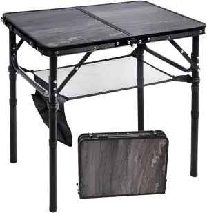 Small Folding Camping Table, 2ft Portable Picnic Table Aluminum 24" x 16", 3 Adjustable Heights Portable Lightweight Table Dining for RV, Picnic, Beach (Black Lava)