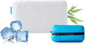 Small Gel Memory Foam Camping Pillow Travel - Contoured Support -Compressible Pillow Ideal for Backpacking, Camping, Travel, Car, Airplane,Office Nap