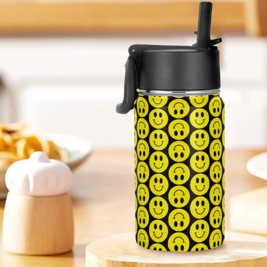 Smiley Face - Stainless Steel Water Bottle (350ml/12oz)