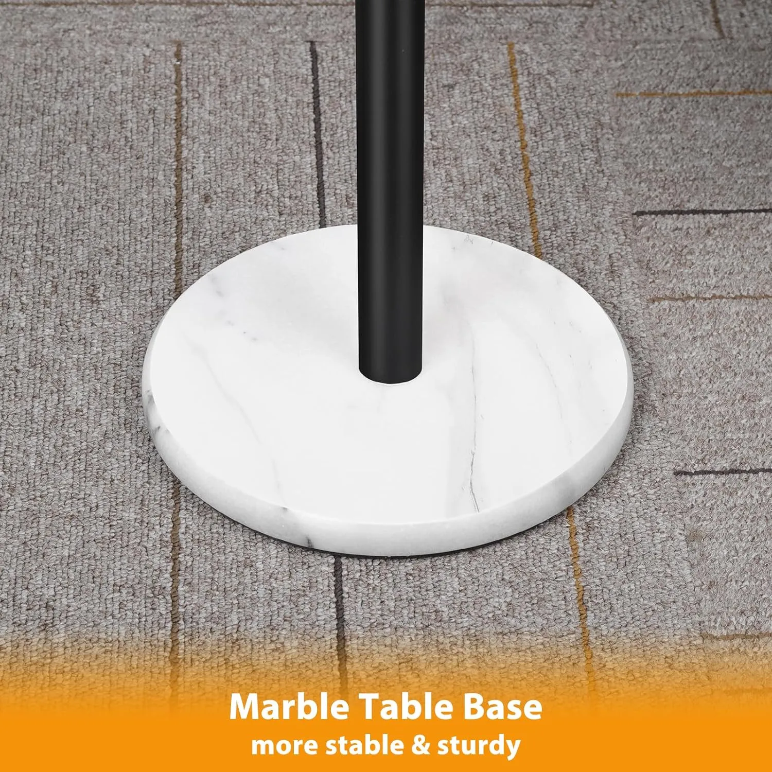 smusei Small Side Table for Small Spaces Round Bar Table with Marble Base Round End Table Drink Table Pedestal for Sofa Couch Chair Patio, Brown