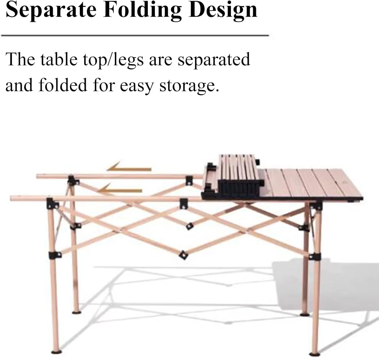 SOBOUR Ultra-Light Camping Table Compact Folding Picnic Table Aluminum Folding Camping Table Roll Up Table Top for Indoor & Outdoor
