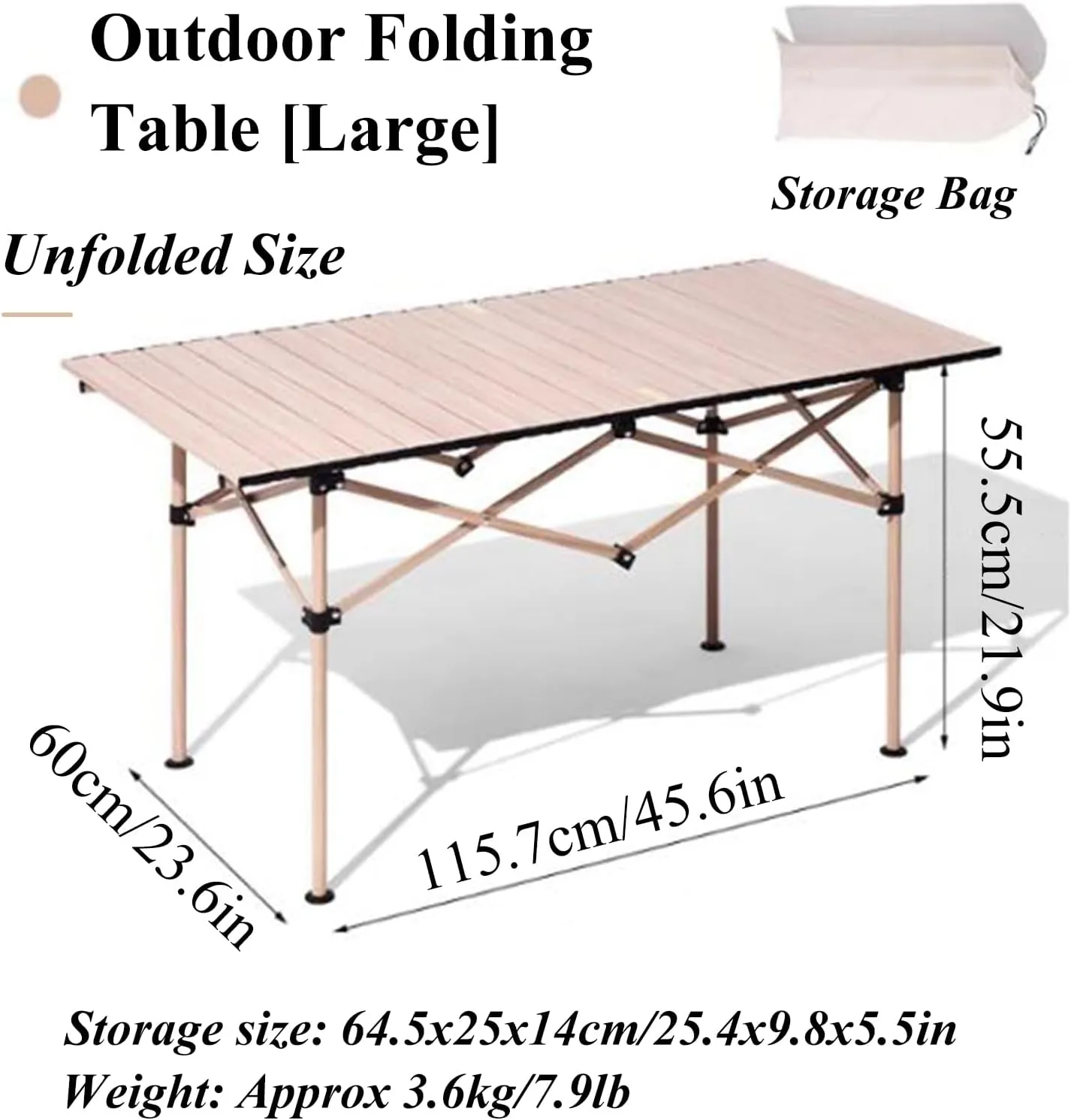SOBOUR Ultra-Light Camping Table Compact Folding Picnic Table Aluminum Folding Camping Table Roll Up Table Top for Indoor & Outdoor