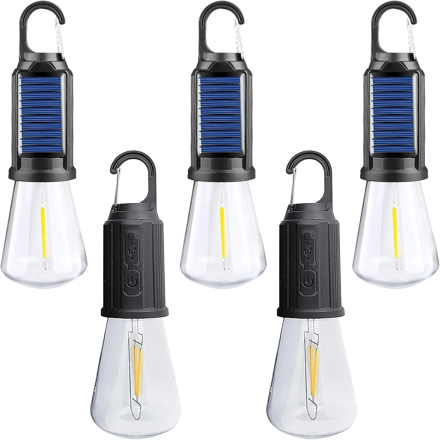 Solar-Powered Camping Light, Rechargeable Camping Light, Garden Ambience Light, Tent-Dedicated Light, Waterproof Lighting, Light-Sensitive Outdoor Lighting (5 Pcs) (Flat Bottom)