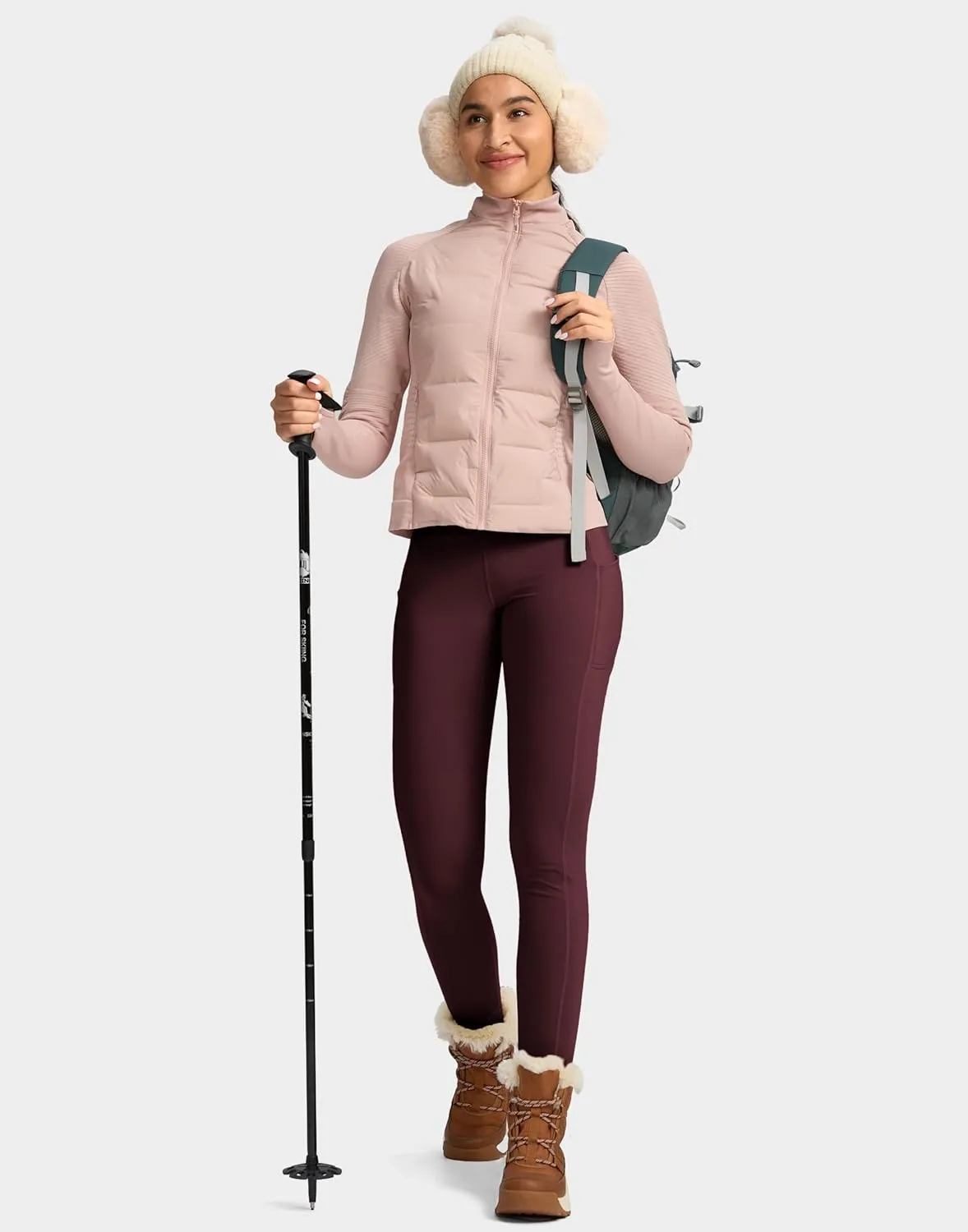 Soothfeel Women's High Waisted Fleece Lined Leggings Pants with Pockets Thermal Warm Winter Ski Hiking Running Workout Pants
