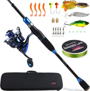 Sougayilang Spinning Fishing Rod Reel Combos,24-Ton Carbon Fiber Protable Fishing Poles with Spinning Reel for Travel Freshwater Fishing