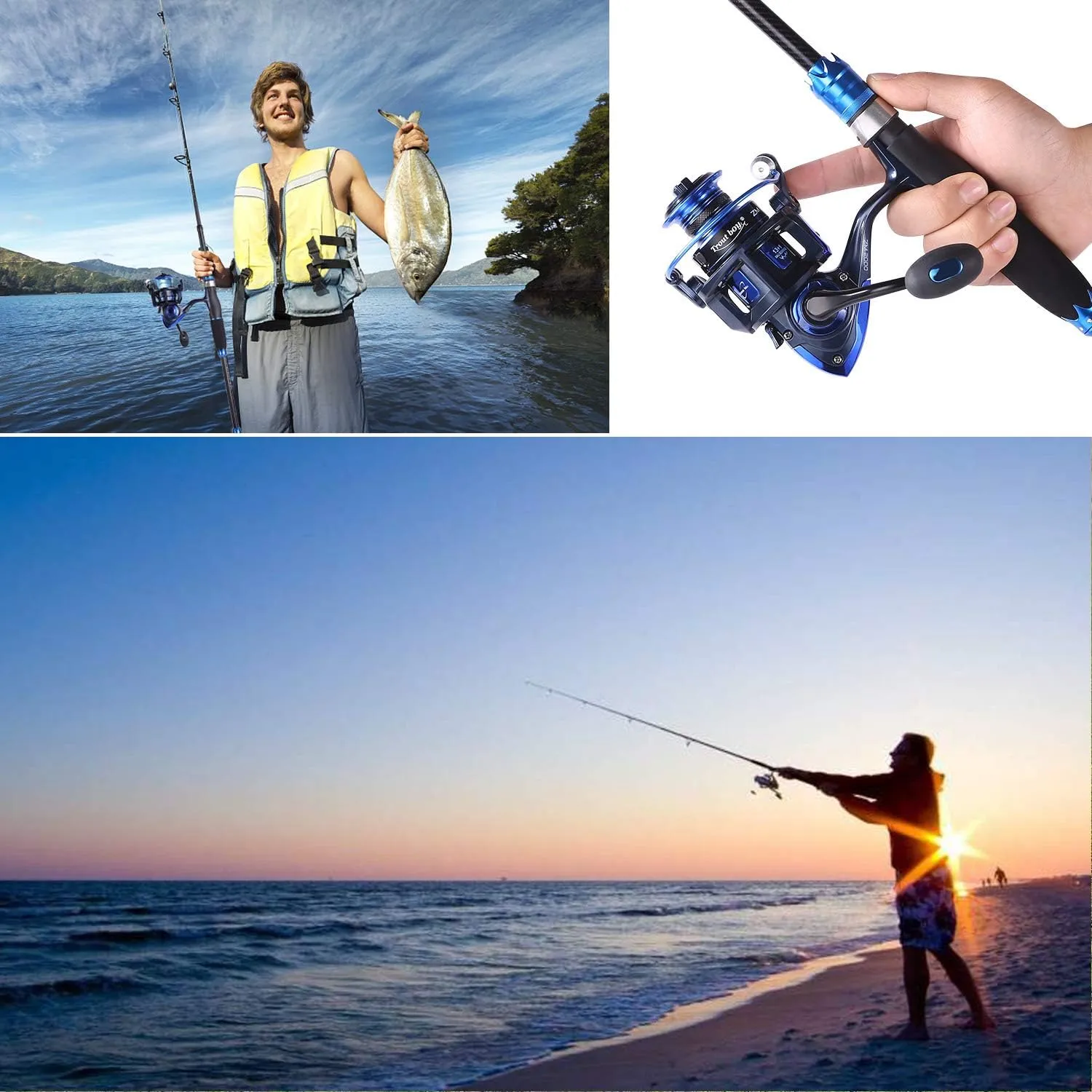 Sougayilang Spinning Fishing Rod Reel Combos,24-Ton Carbon Fiber Protable Fishing Poles with Spinning Reel for Travel Freshwater Fishing