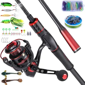 Sougayilang Spinning Reel and Fishing Rod Combo, 2-Piece Medium Durable Graphite Blank Rod, High Carbon One-Piece Grip,Size 2000 Reel