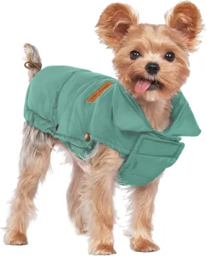 SPACE LION Puffer Jacket, Down Winter Coat, Waterproof, Windproof, Lightweight Jacket, Adjustable Fit for Small, Medium, Large Dogs (Green, XS)