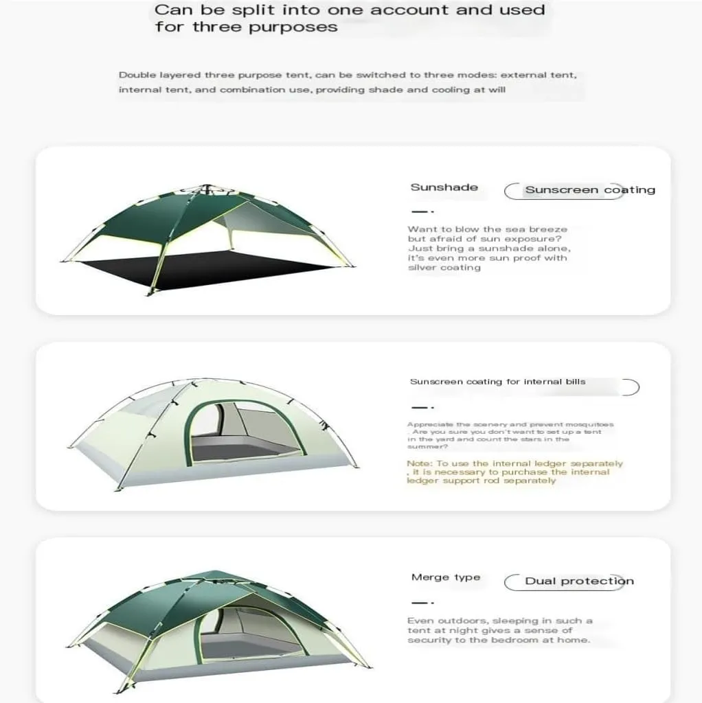 Spacious and Lightweight Fully Automatic Tent Outdoor Thickened Rainproof Double-Layer Tent Camping Sunproof and Stormproof Tent Outdoor Tent