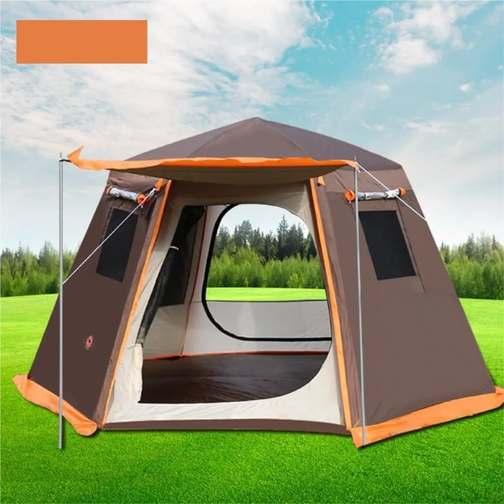 Spacious and Lightweight Tent Outdoor Automatic Tent Sun Protection Rainstorm Tent Camping Double-Layer Aluminum Pole Hexagonal Tent Outdoor Tent