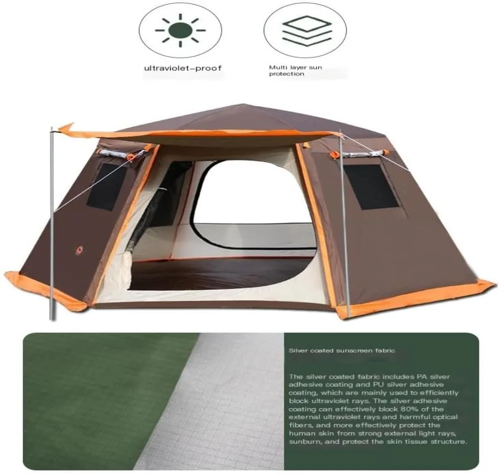 Spacious and Lightweight Tent Outdoor Automatic Tent Sun Protection Rainstorm Tent Camping Double-Layer Aluminum Pole Hexagonal Tent Outdoor Tent
