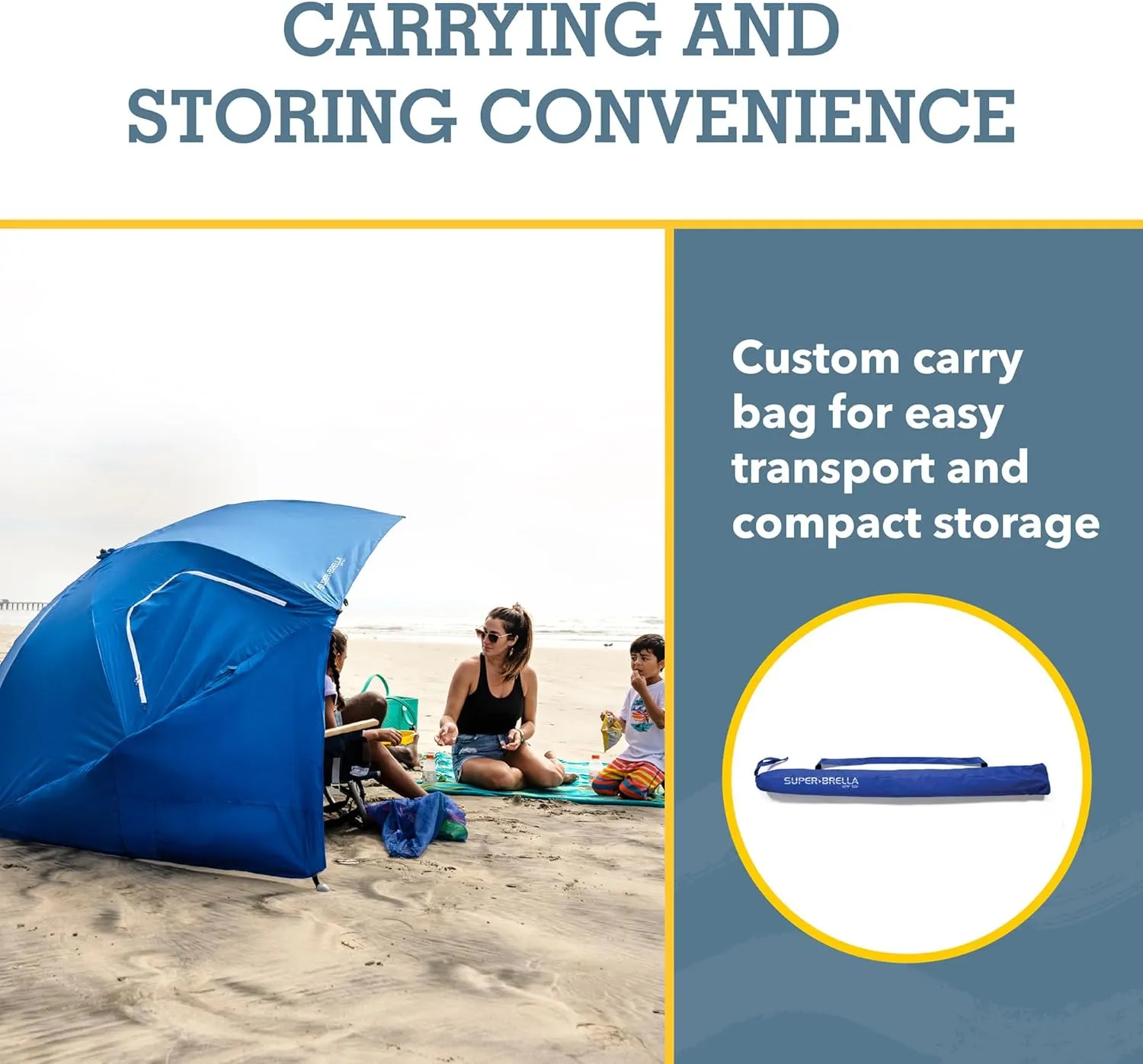 Sport-Brella Super-Brella SPF 50  Sun and Rain Canopy Umbrella for Camping, Beach and Sports Events (8-Foot, Blue, 2-Pack)