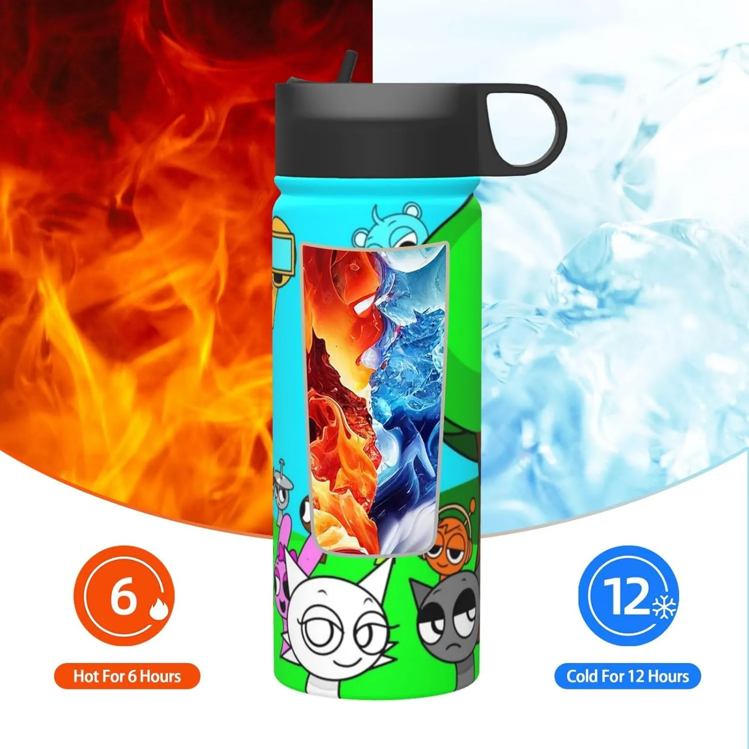 Sprunki Water Cup, 18 Ounce Insulated Water Cup With Straw, Suitable For Daily Use, Outdoor Activities, Etc