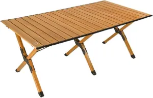 Stable Folding Camping Table, Aluminum Portable Roll-Up Picnic Table, Compact Camp Table, Outdoor Folding Table, Camping Table with Carrying Bag
