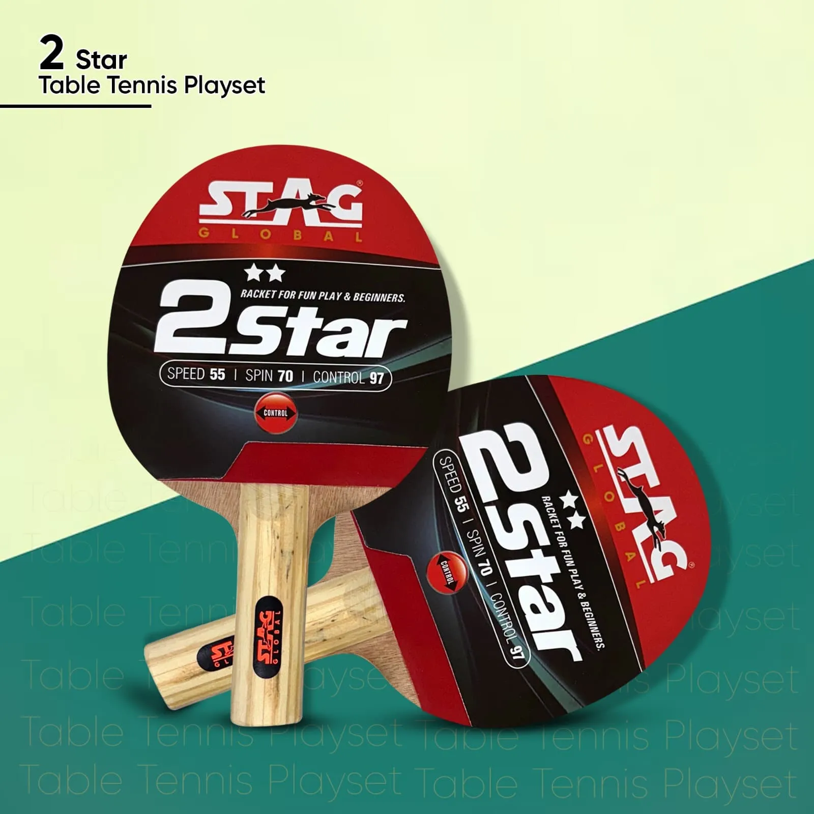 STAG Global 2 Star Table Tennis Racket Set with 3 Balls with Cover